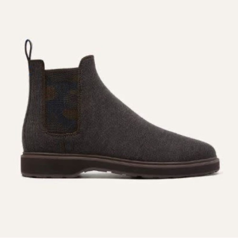 Rothy’s / Men’s Merino Chelsea Boot in dark chocolate brown camo 11